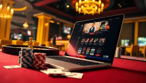 LC88 online casino scene showcasing exciting poker action with vibrant lighting.