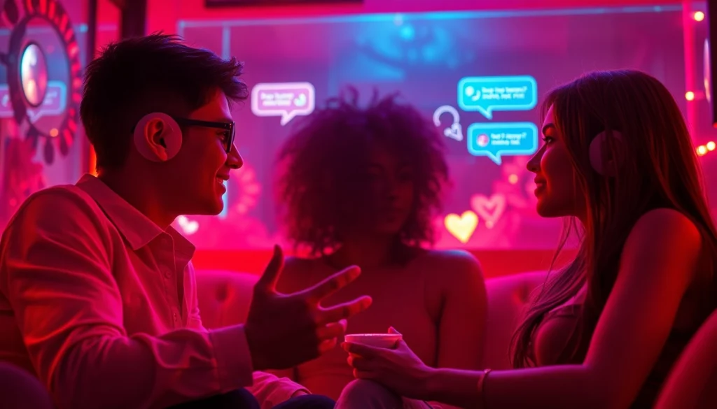 Flirtatious interaction in a virtual sex chat AI environment with engaging characters.