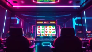 Permainan petanitoto yang menarik dengan mesin slot modern di ruang permainan yang cerah.