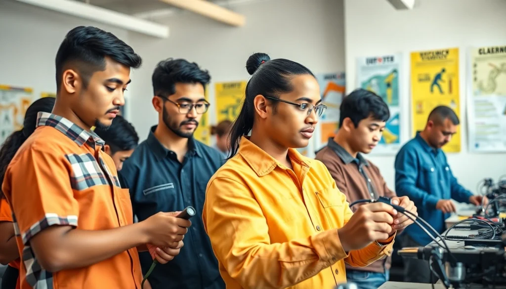 Students actively learning at trade schools in Southern California, engaging in hands-on training.