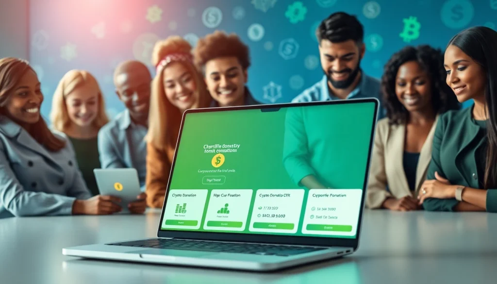 Donate crypto to charity showcasing donors engaging with crypto transaction platforms.