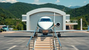 Experience luxury travel with https://flymarquis.com private jet parked at an exclusive terminal.