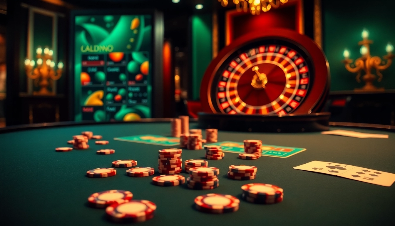 Experience the excitement of uu 88 with vibrant casino visuals showcasing poker and roulette elements.
