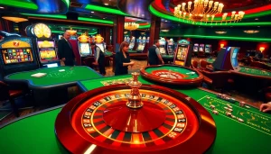 Experience the thrill of gambling with link vao 188bet in a vibrant casino scene featuring roulette and slot machines.