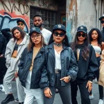 RageOff style showcased in vibrant street fashion scene with bold outfits and urban backdrop.