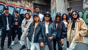 RageOff style showcased in vibrant street fashion scene with bold outfits and urban backdrop.