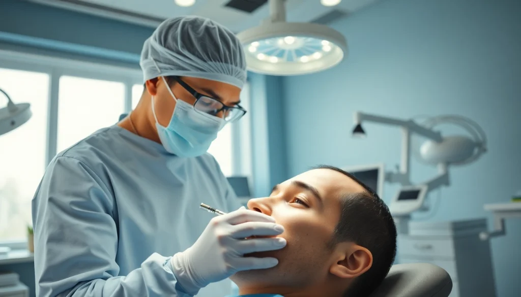 Patient receiving a hair transplant turkey procedure in a professional clinic.