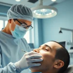 Patient receiving a hair transplant turkey procedure in a professional clinic.