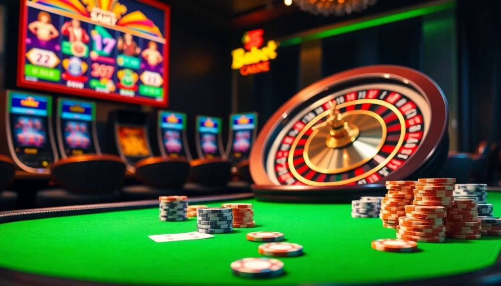 Experience the thrilling world of 54BET online gambling with vibrant casino visuals.