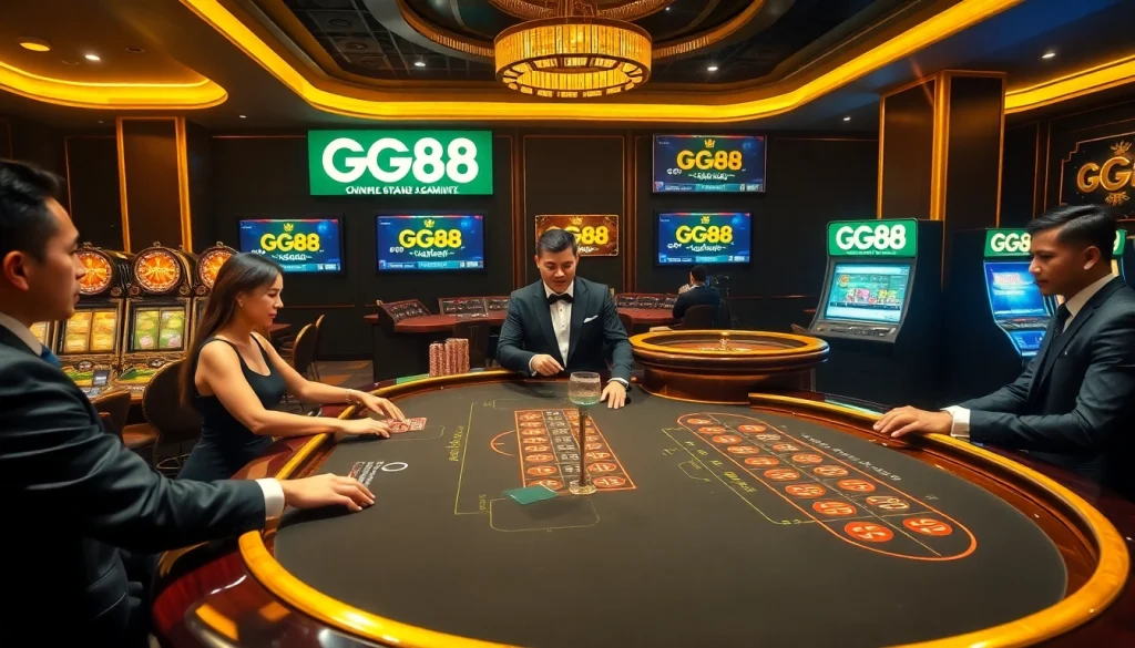 GG88 casino scene showcasing exciting gameplay and luxury gambling experiences.