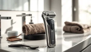 Showcasing the laifen p3 pro electric shaver's sleek design and premium features on a stylish grooming table.