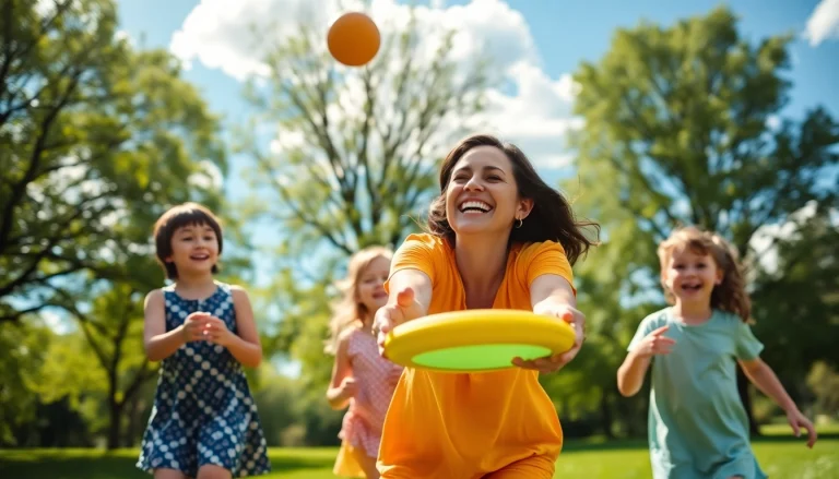 Engaging family activity showcasing the vibrant lifestyle of https://giveaways4mom.com in a sunny park.