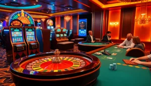 Experience thrilling action with live sports broadcasts like ดูบอลสด in a vibrant casino setting.
