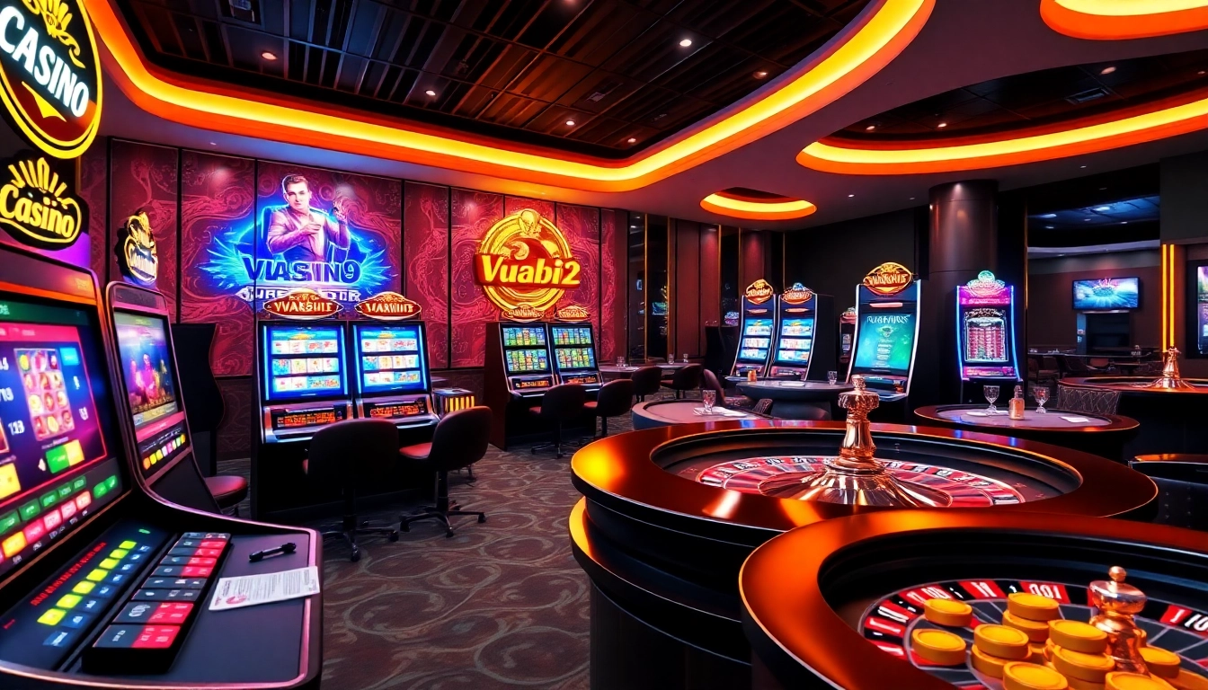 Experience thrilling gameplay at Vuabai9 casino with dynamic slot machines and elegant casino tables.