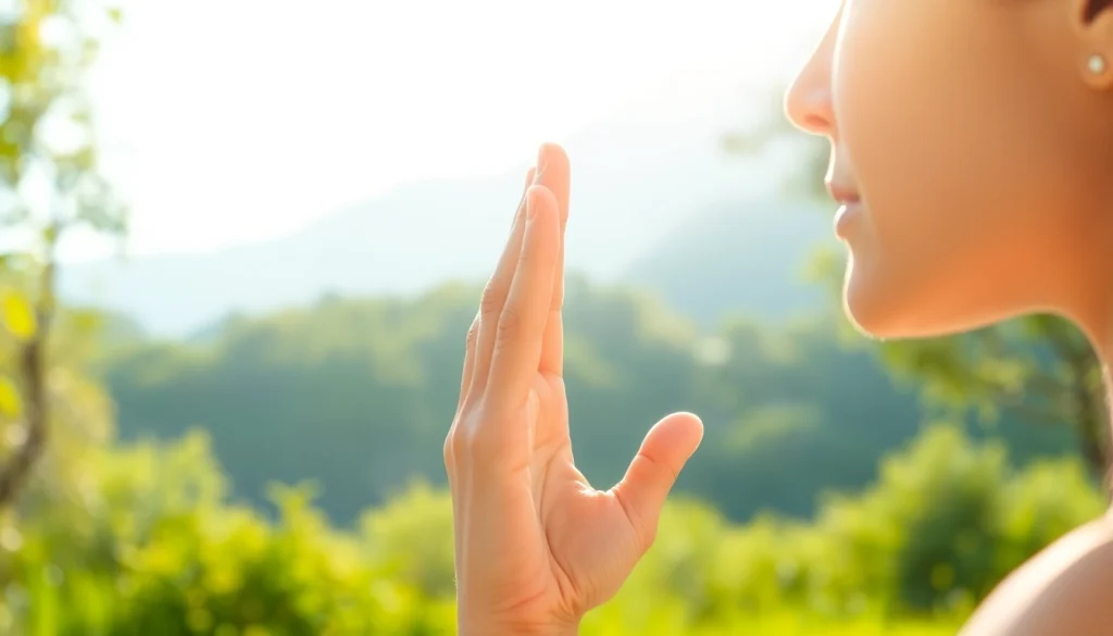 Performing yoga mudras to enhance mindfulness and energy flow.