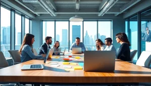 Collaborative team showcasing agency strategies in a modern workspace.