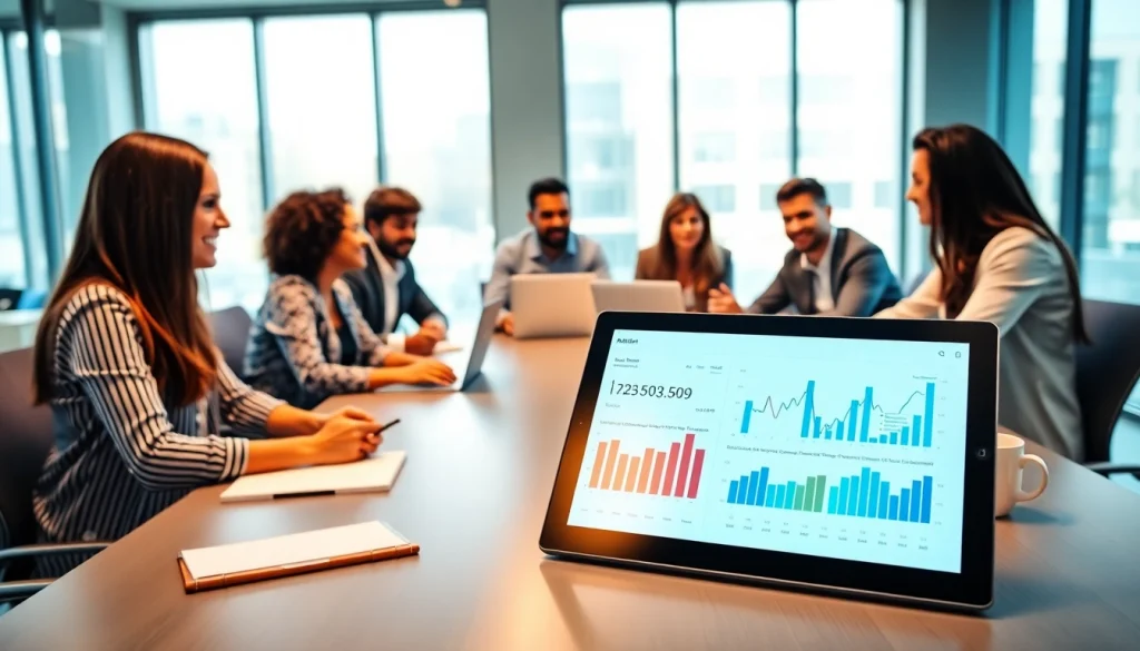 Dynamic business meeting showcasing creativity and collaboration among professionals.