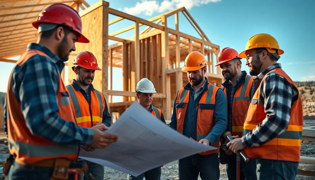 Construction association Wyoming team collaborating on a building project.