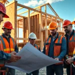 Construction association Wyoming team collaborating on a building project.