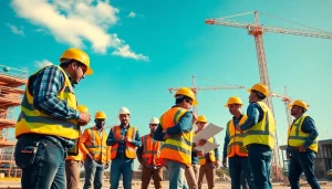 Engaged professionals showcasing Careers in construction at a vibrant job site.