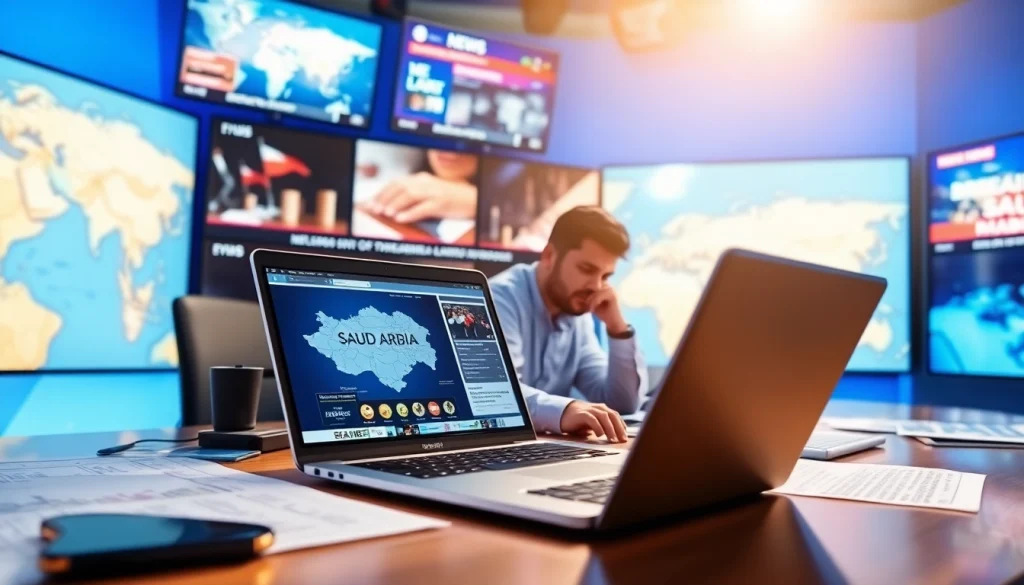 Explore the news features of https://saudiwadi.com showcasing a journalist in action.