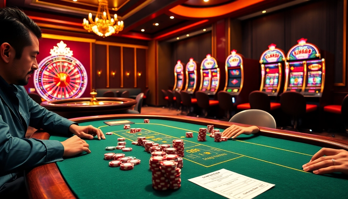 Experience the excitement at JUN88 with vibrant poker chips and a spinning roulette wheel.