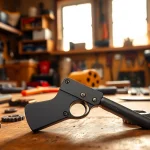 Detailing the 3 position forced reset trigger within a workshop setting, highlighting its features and craftsmanship.