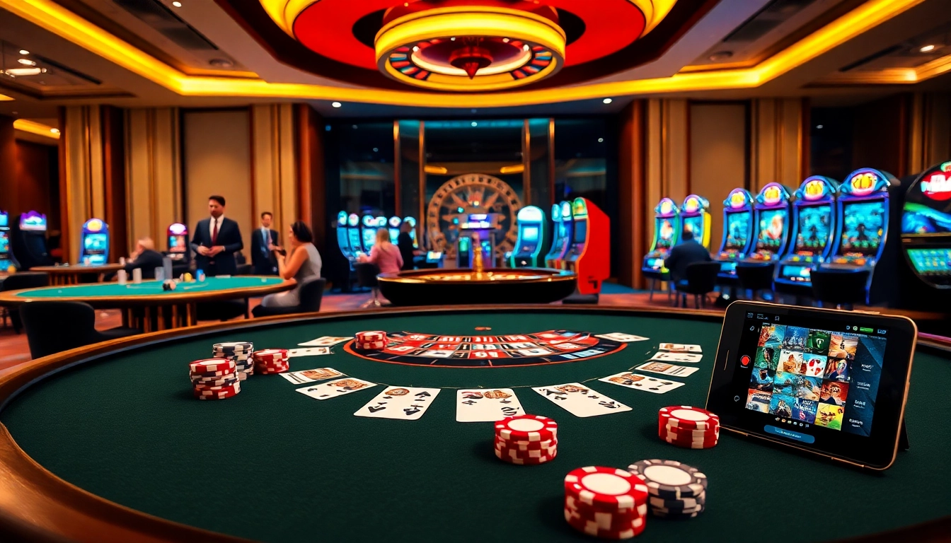 Engage in thrilling gameplay at https://xx88.promo/ with luxurious casino visuals of tables and slot machines.