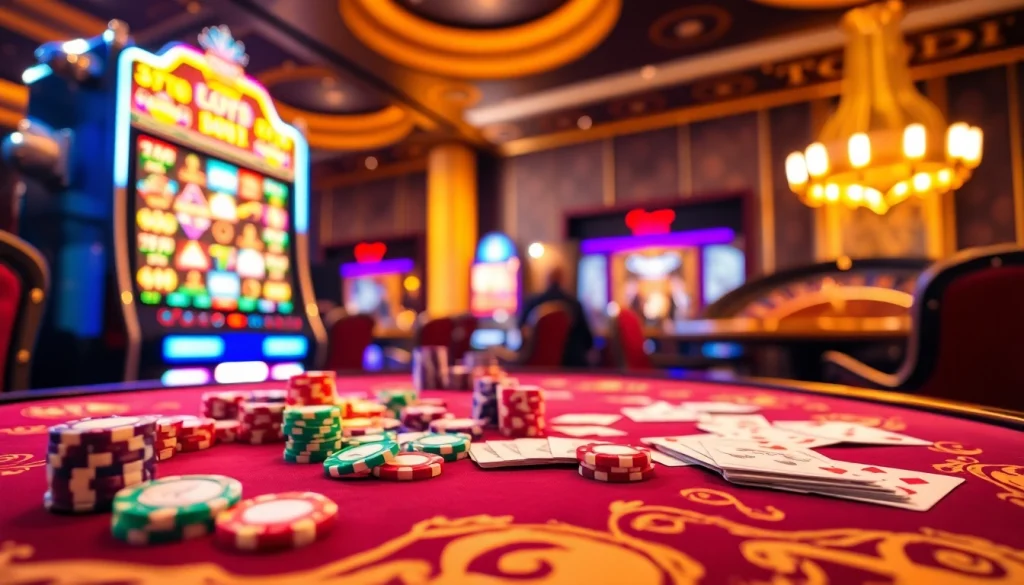 S88vip casino scene showcasing vibrant poker chips and an engaging roulette wheel.