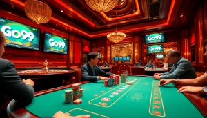 Join the excitement at Go99's vibrant casino tables for thrilling poker action.