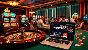 Superbet players enjoying a dynamic casino experience with roulette and poker tables.