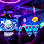 Permainan PLANET77 game yang mengasyikkan dengan antarmuka dinamis di ruang permainan yang cerah.