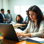 Engaging scene showcasing a team working on resume building in a modern office.