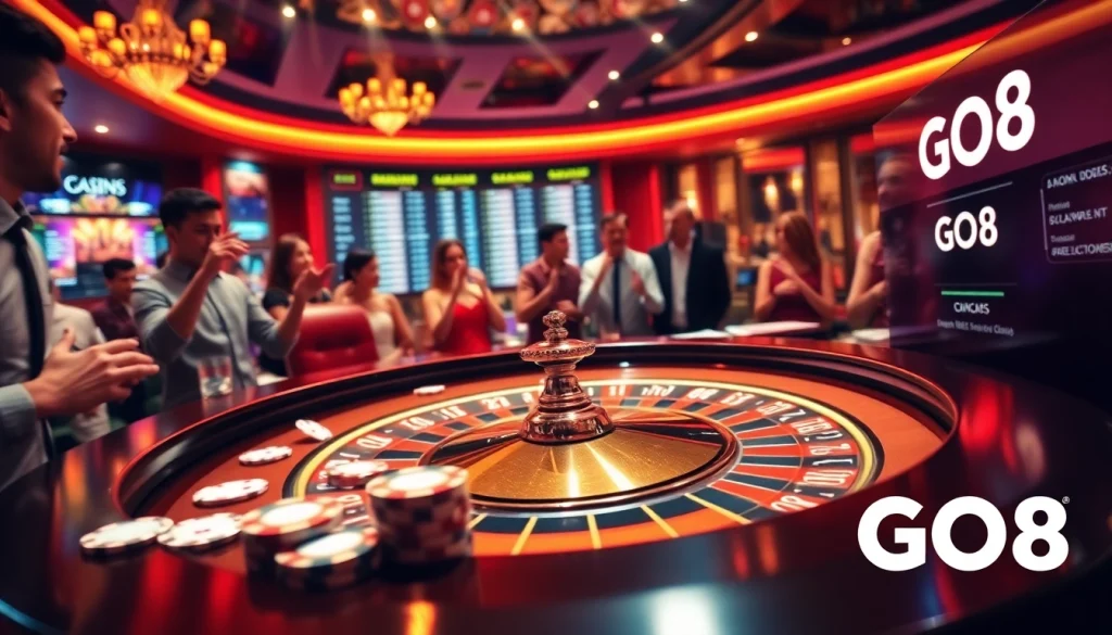 Players engaging in exciting roulette at a GO8 casino, highlighting the thrill of online gaming.