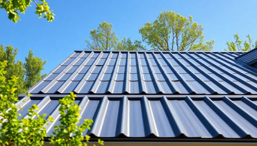 Showcase of a modern home with metal roofing reflecting sunlight, highlighting its durability and aesthetic.