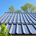 Showcase of a modern home with metal roofing reflecting sunlight, highlighting its durability and aesthetic.