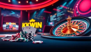Experience thrilling gaming at https://kkwin.diy/ with exciting poker chips and roulette wheels in a lively casino atmosphere.
