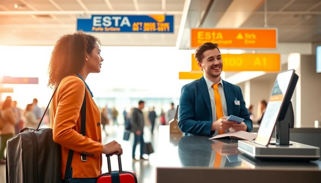 Submit your esta application at the airport with engaging staff assistance.