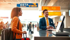 Submit your esta application at the airport with engaging staff assistance.