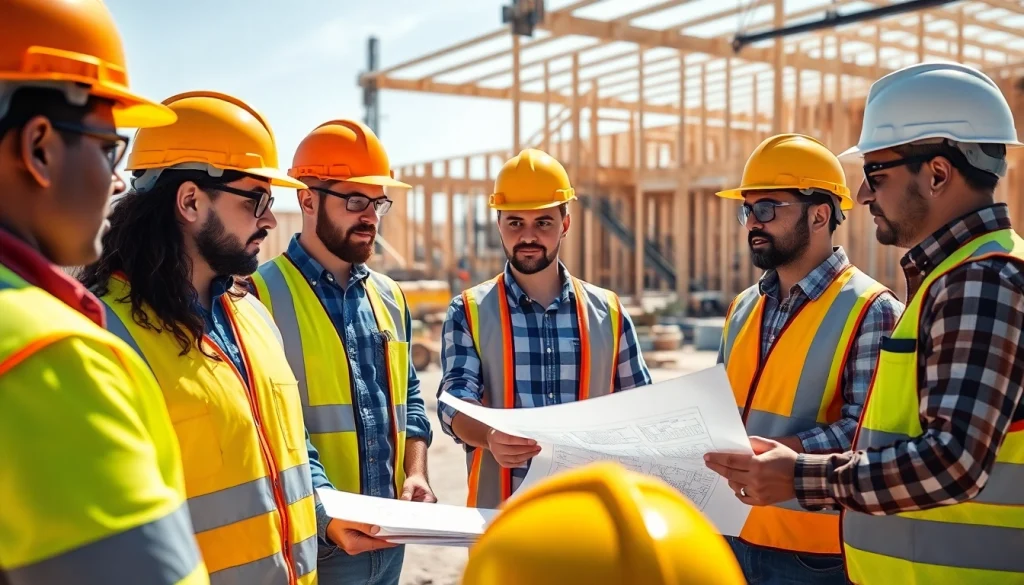 Workers at a construction association North Carolina site collaborate to enhance project efficiency.