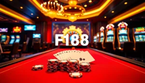 Experience the thrill of F168 with a luxurious casino poker setup featuring cards and chips.