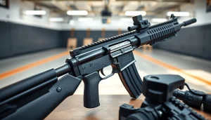 Examine the advanced 3 position forced reset trigger featured on a tactical AR-15 rifle setup.