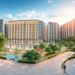 View the luxurious Tampines EC amidst a lush urban landscape, highlighting modern architecture and community.