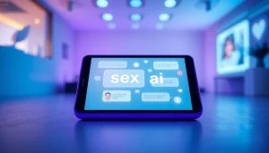 Engaging interface showing sex ai conversations on a sleek digital device, conveying intimacy and innovation.
