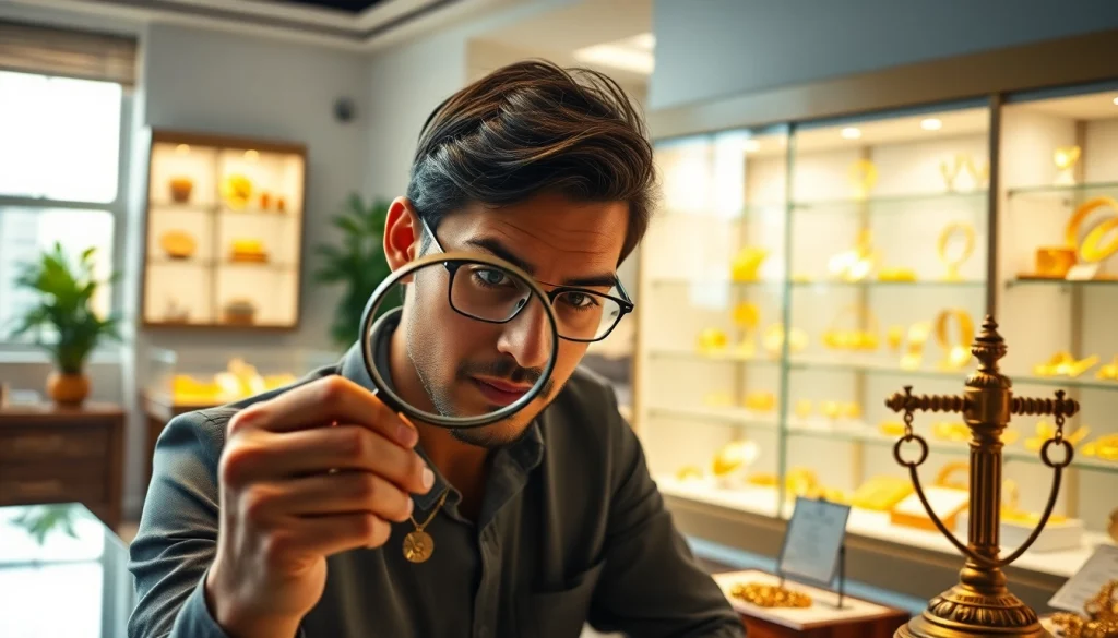 Goldankauf in der Nähe bei einem professionellen Juwelier, der Schmuck prüft