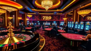 Experience the thrill at 789 club with a vibrant casino scene showcasing roulette and poker excitement.