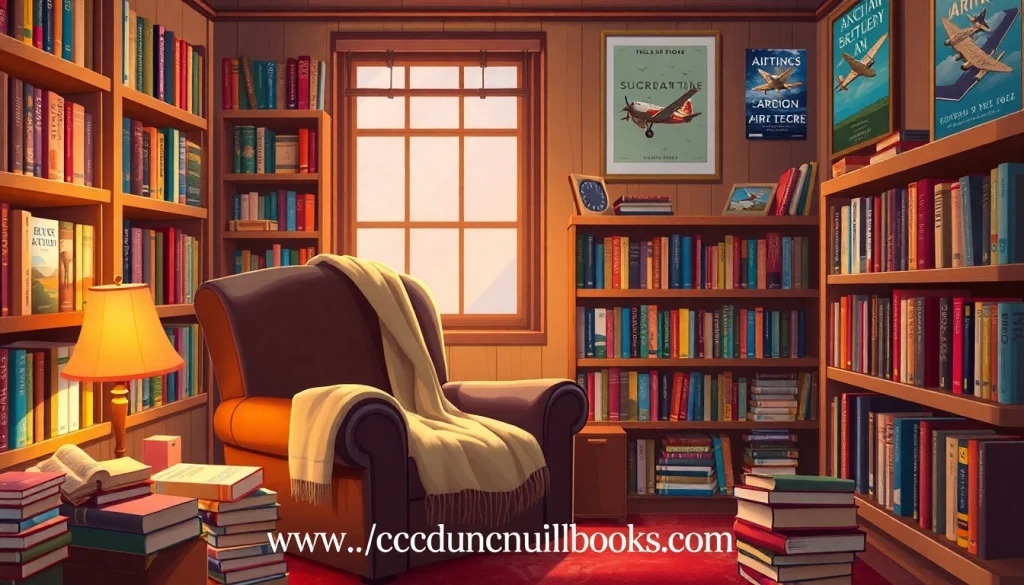 Engaging reading nook showcasing books from https://csduncanbooks.com surrounded by warm lighting.
