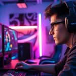 Engage with the latest in gaming at https://www.gamelevate.com, featuring a professional gamer in action.