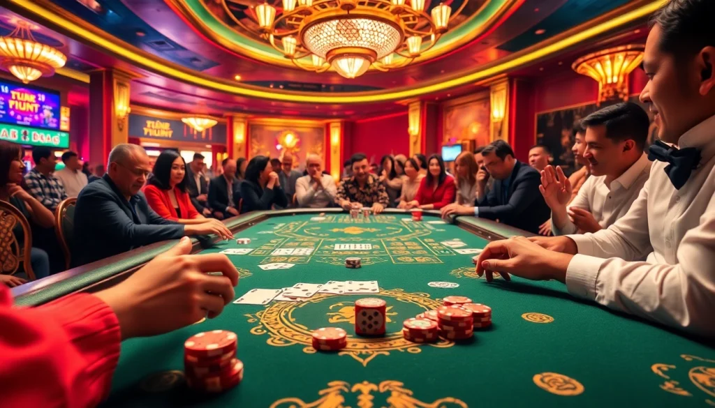 Exciting gameplay at đá gà trực tiếp thomo, set in a luxurious casino atmosphere.