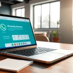 Streamlined interface displayed on a laptop at the professional WhatsApp Business CRM platform https://whatalker.com for efficient communication.
